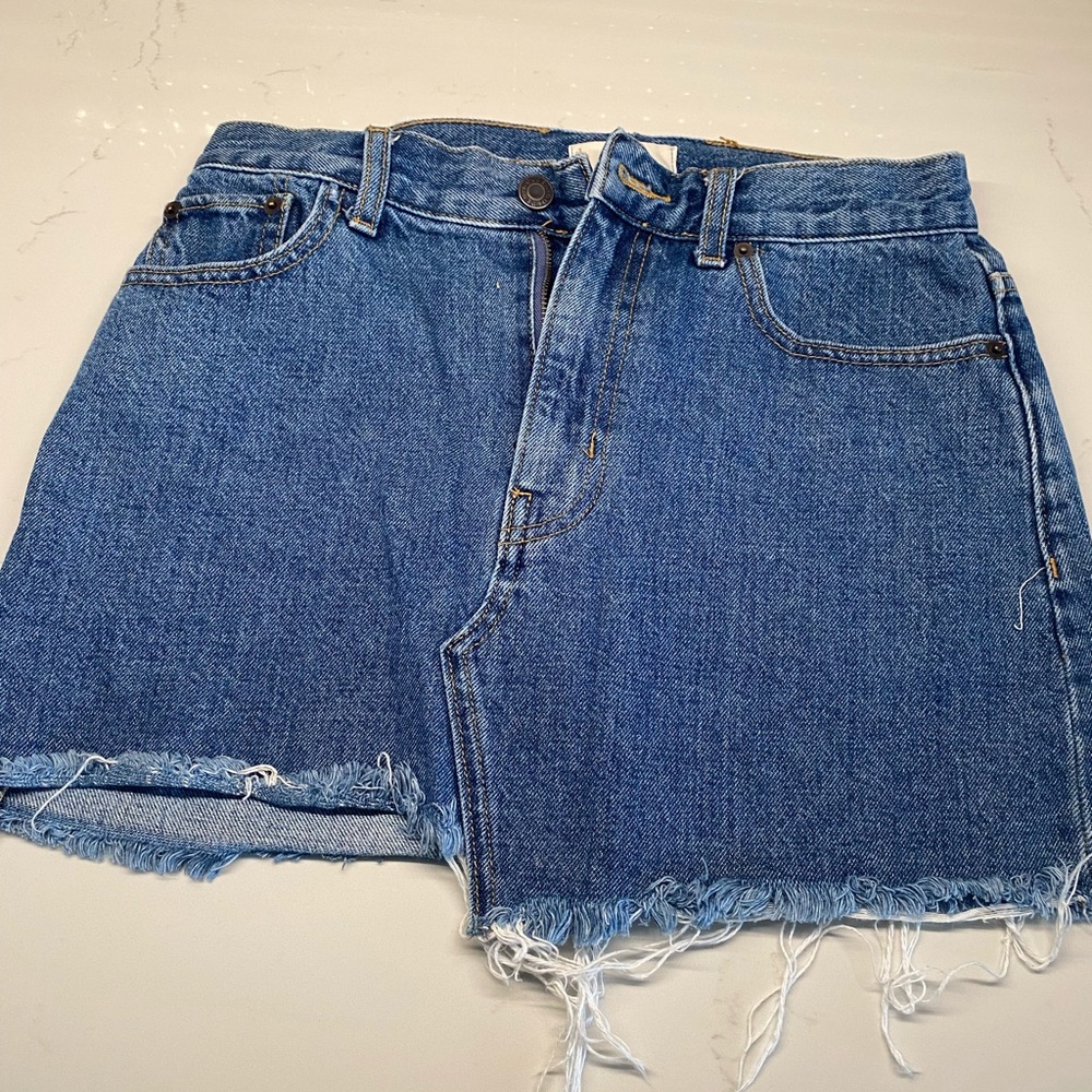 Aritzia Cut Off Denim Mini Skirt